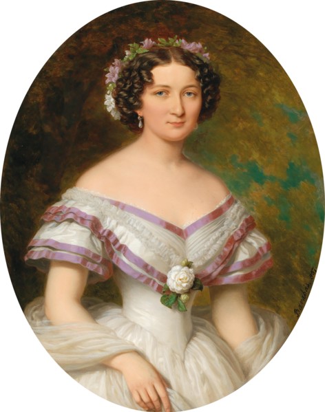 Portrait of Countess Maria Gabriella Josepha Anna Szápáry (1834-1912), née Atzél de Borosjenö, 1857. Creator: Barabás, Miklós (1810-1898).