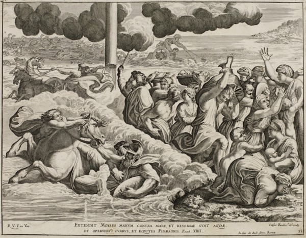 The Israelites crossing of the Red Sea (after fresco by Raphael). Creator: Fantetti, Cesare (1660-1740).