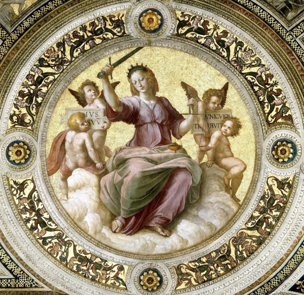 Lady Justice (Fresco in Stanza della Segnatura), ca 1510-1511. Creator: Raphael (Raffaello Sanzio da Urbino) (1483-1520).