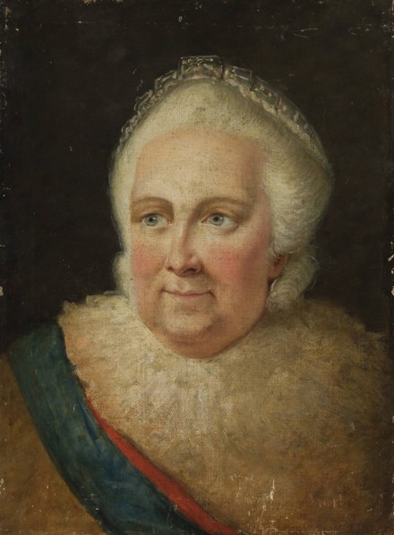 Portrait of Empress Catherine II (1729-1796), End 1790s. Creator: Anonymous.
