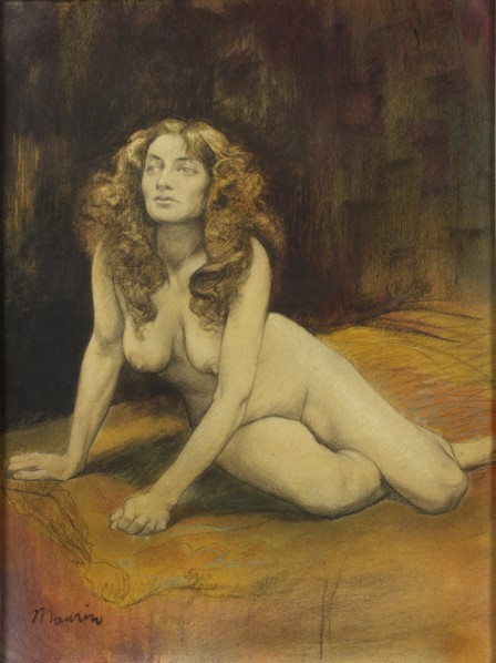 Lying Female Nude , c. 1895. Creator: Maurin, Charles (1856-1914).
