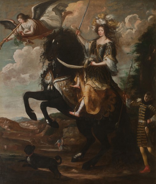 Equestrian portrait of Marie Jeanne Baptiste (1644-1724), Duchess of Savoy, c. 1670. Creator: Buffi, Giovanni Luigi (active second Half of 17th cen.).