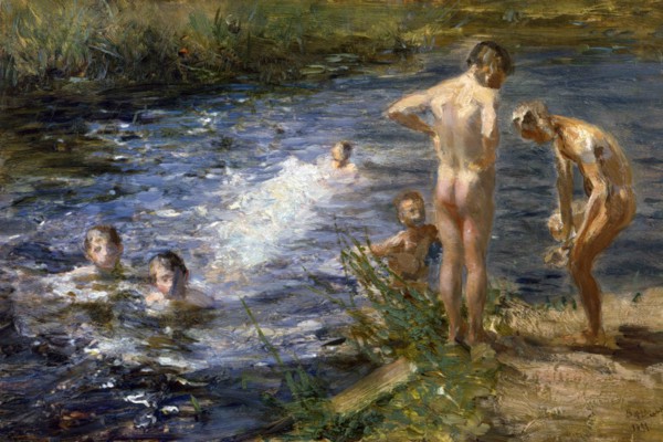 Boys at the river, 1899. Creator: Ciardi, Beppe (Giuseppe) (1875-1932).