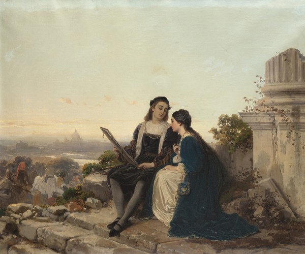 Raphael and Fornarina, 1869. Creator: Induno, Gerolamo (1825-1890).