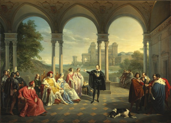Torquato Tasso reads La Gerusalemme Liberata at the Court of Ferrara, 1841. Creator: Mancinelli, Giuseppe (1813-1875).