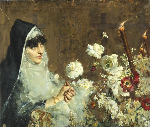 A nun in prayer. Creator: Postiglione, Salvatore (1861-1906).
