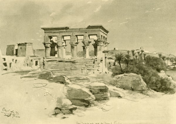 The Temple of Isis and Kiosk of Trajan on the Island of Philae, Egypt, 1898.  Creator: Christian Wilhelm Allers.