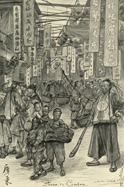 Street scene, Canton, China, 1898.  Creator: Christian Wilhelm Allers.