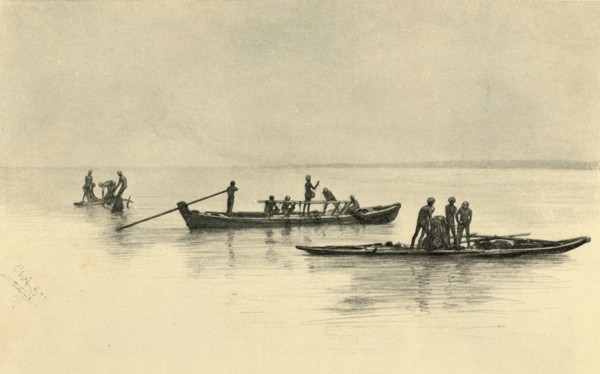 Fishing boats, Ceylon, 1898.  Creator: Christian Wilhelm Allers.