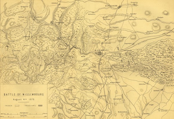 Map of the Battle of Wissembourg, 4 August 1870, (c1872).  Creator: R. Walker.