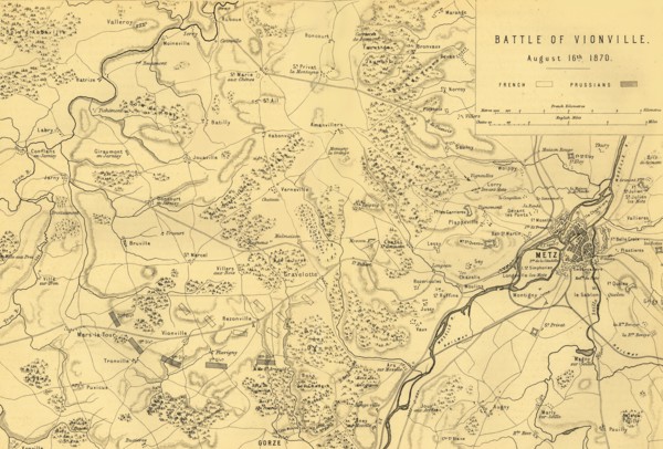 Map of the Battle of Vionville, 16 August 1870, (c1872).  Creator: R. Walker.