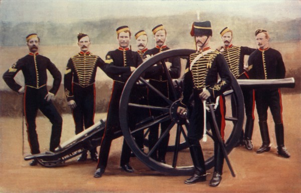 'Sergeants of the Royal Horse Artillery with a 12-Pounder', 1900. Creator: Gregory & Co.