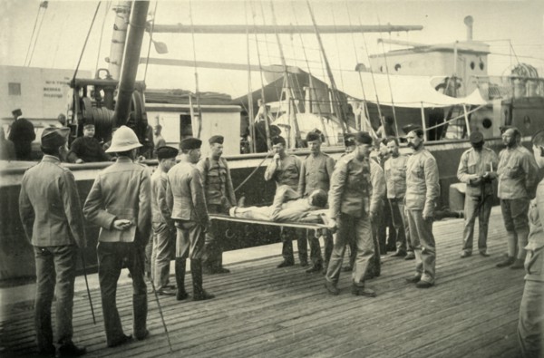 'Arrival at Cape Town of Wounded from Natal', 1900. Creator: Hosking.