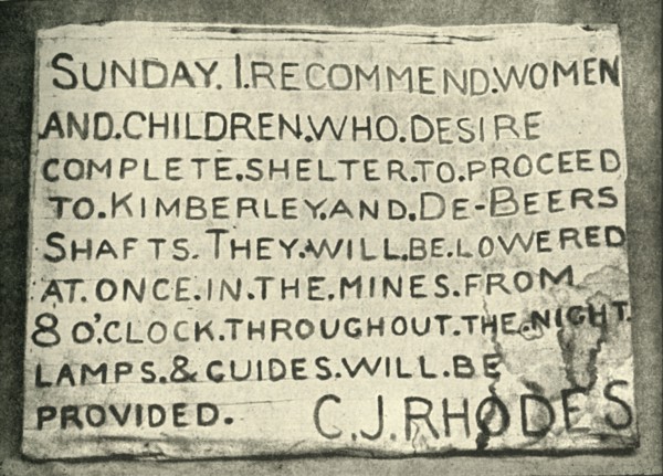 'Placard Erected by Mr. Rhodes', 1900. Creator: Hancox.