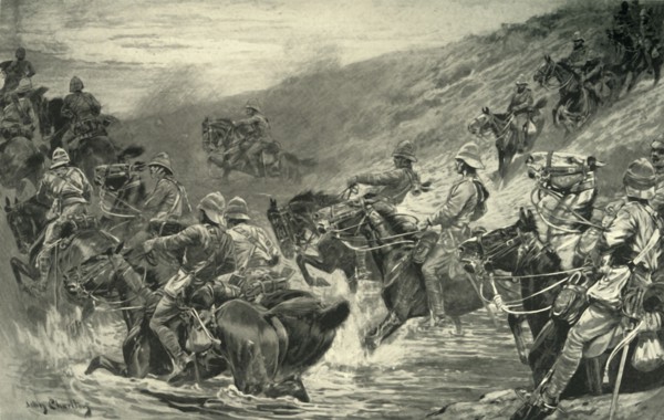'The Dash for Kimberley - The 10th Hussars Crossing Klip Drift', 1900. Creator: John Charlton.