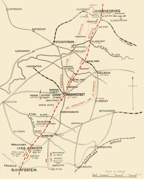 'Map Showing the Lines of Advance from Bloemfontein to Pretoria', 1901. Creator: Unknown.