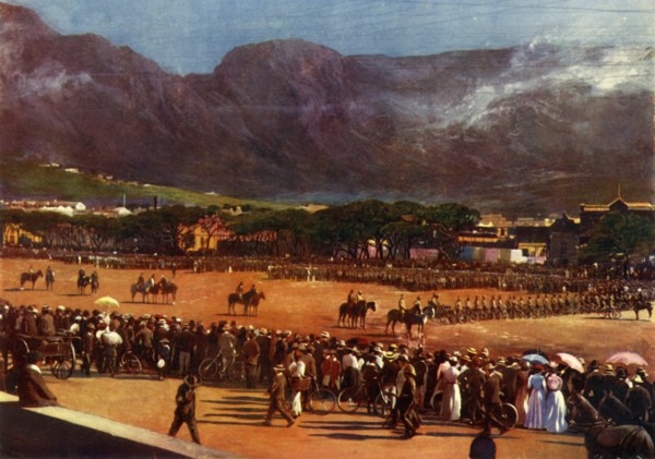'Muster of the Cape Town Guard on the Parade Ground Cape Town, January 12, 1901', 1901. Creators: Unknown, Alf S Hosking.