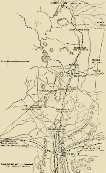 'Map Illustrating the Eastward Move from Eerstefabrieken to Middelburg', 1901. Creator: Unknown.