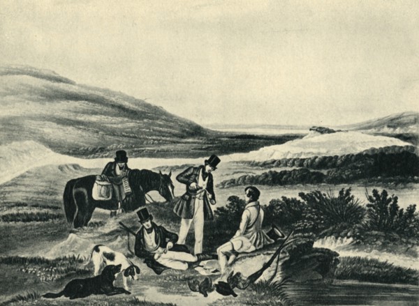 'Grouse Shooting by the Southerner', 1841, (1946).  Creator: Hunt.