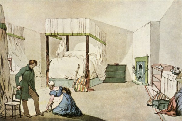 'A Bedroom at an Inn', 1830, (1943).  Creator: Eugene Louis Lami.