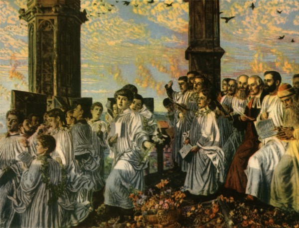 'May Morning on Magdalen Tower', 1888-1890, (1942). Creator: William Holman Hunt.
