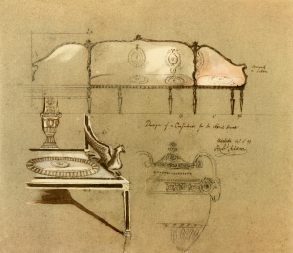 Design for a sofa, 1777, (1946). Creator: Robert Adam.