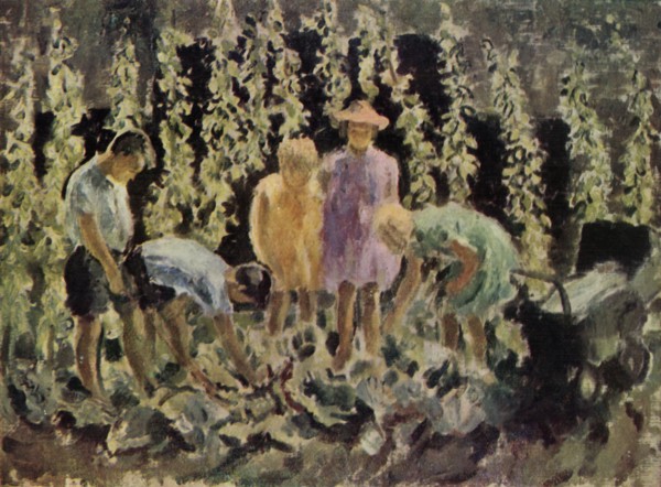 'Evacuees growing cabbages', 1940, (1943). Creator: Leila Faithfull.