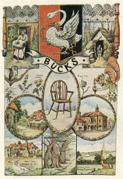 Views and crafts of Buckinghamshire, Women's Institute banner design, 1937, (1943).  Creator: Edith A Holme.
