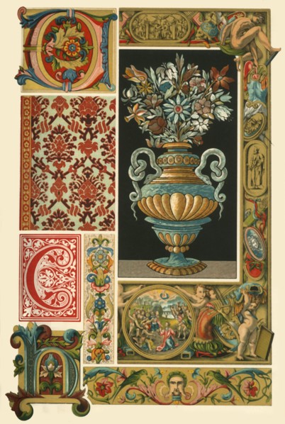 Italian Renaissance illumination, weaving, and marbre-mosaic, (1898). Creator: Unknown.