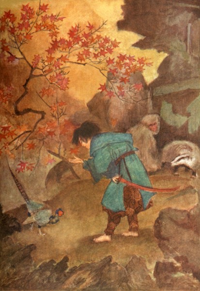 'Momotaro and the Pheasant', 1912. Creator: Evelyn Paul.