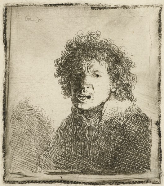 Self-portrait open mouthed, as if shouting: bust, 1630. Creator: Rembrandt Harmensz van Rijn.