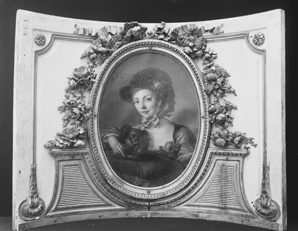 Woman with a dog (one of a set), 1770-90. Creator: French Painter , ca. 1775 .