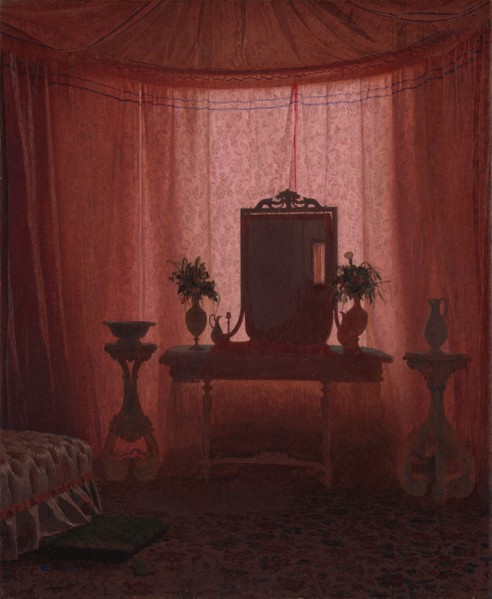 A Bedroom in Bernstorff Palace near Copenhagen, ca. 1845. Creator: Johan Vilhelm Gertner.