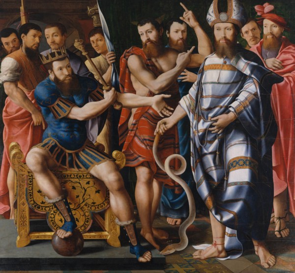 Moses and Aaron before Pharaoh: An Allegory of the Dinteville Family, 1537. Creator: Master of the Dinteville Allegory.
