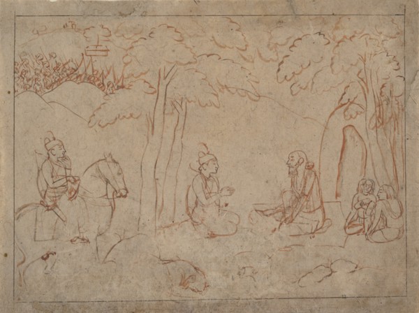 Rama and Lakshmana Visit the Hermitage of an Ascetic, ca. 1775-80. Creator: Attributed to a first-generation master after Nainsukh (active ca. 1735-78).