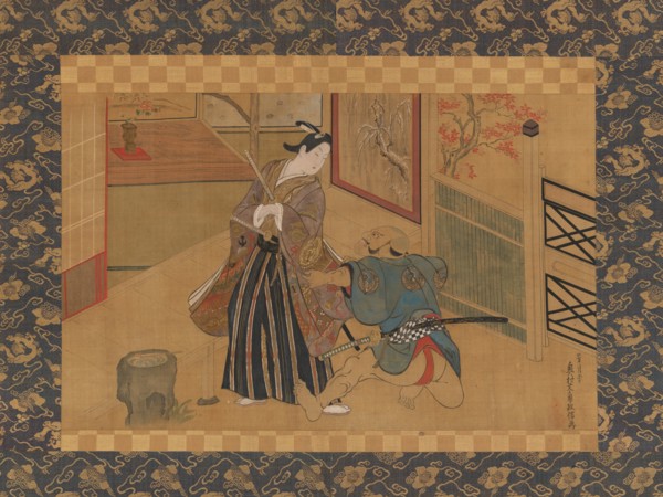 Kabuki Play Kusazuribiki from the Tales of Soga (Soga monogatari), 18th century. Creator: Okumura Masanobu.