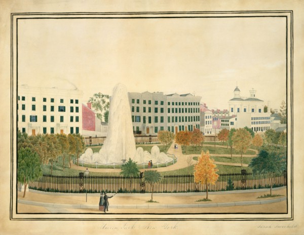 Union Park, New York, ca. 1845. Creator: Sarah Fairchild.