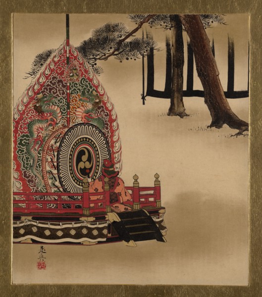 Lacquer Paintings of Various Subjects: Drum for Gagaku Dance, 1882. Creator: Shibata Zeshin.