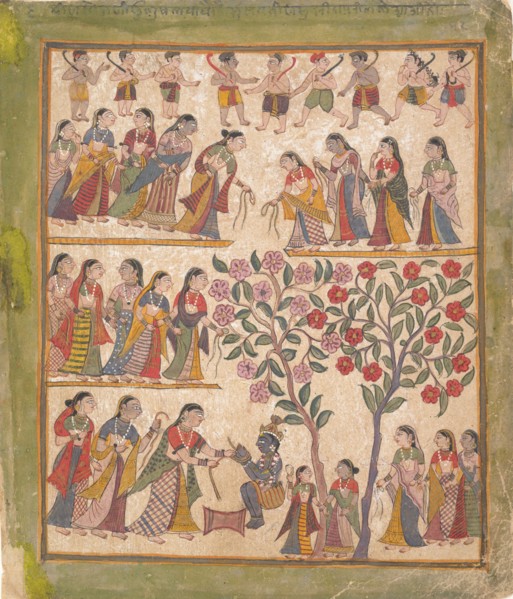Yashoda Binds Krishna?s Hands: Page from a Dispersed Bhagavata Purana Manuscript , 1640-50. Creator: Unknown.