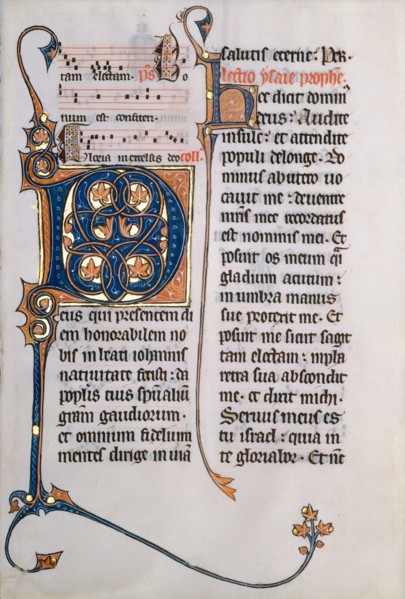 Manuscript Leaf with Initial M, from a Missal, ca. 1290. Creator: Unknown.