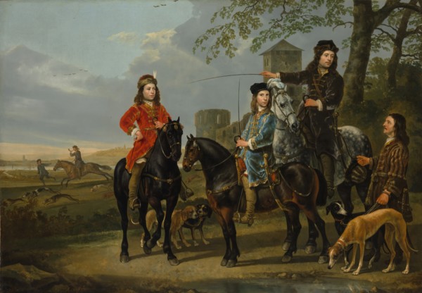 Equestrian Portrait of Cornelis (1639-1680) and Michiel Pompe van Meerdervoort..., ca. 1652-53. Creator: Aelbert Cuyp.