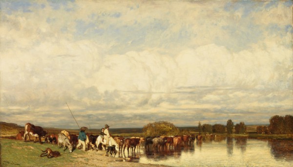 Cows Crossing a Ford, 1836. Creator: Jules Dupré.