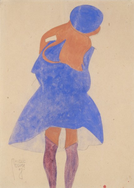 Standing Girl, Back View, 1908. Creator: Egon Schiele.