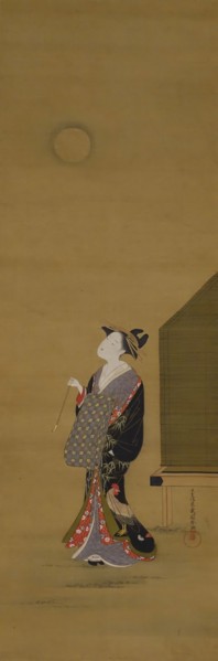 Beauty Looking at the Moon, 18th century. Creator: Katsukawa Shuncho.