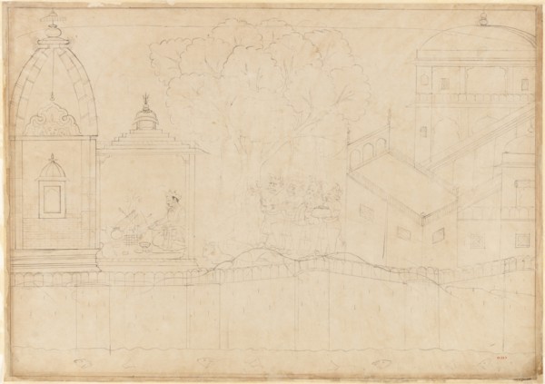 Indrajit Makes Offerings: Folio from the Siege of Lanka series, ca. 1725. Creator: Manaku.