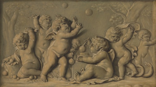 Amorini at play (one of a pair), 1770-90. Creator: Unknown.