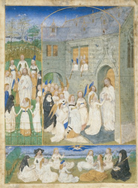 The Holy Virgins Greeted by Christ as They Enter the Gates of Paradise, ca. 1467-70. Creator: Simon Marmion.