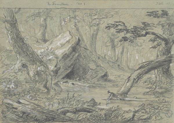 The Fountain, No. 1: The Wounded Indian Slaking His Death Thirst, 1843. Creator: Thomas Cole.