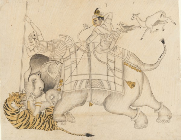 Maharao Shatru Sal II (1866-89) Hunting a Tiger, ca. 1866-89. Creator: Unknown.