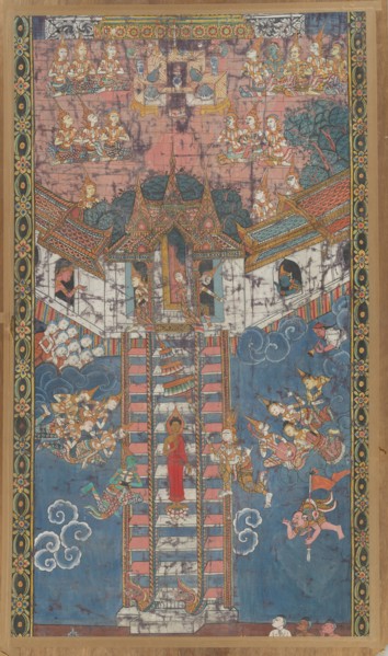 The Buddha Descending from Trayastrimsa Heaven at Sankissa, 19th century. Creator: Unknown.